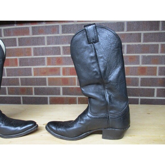 VINTAGE Olathe Cowboy Boots Mens 10 AA Extra Narrow Black Leather Western USA - Picture 10 of 16